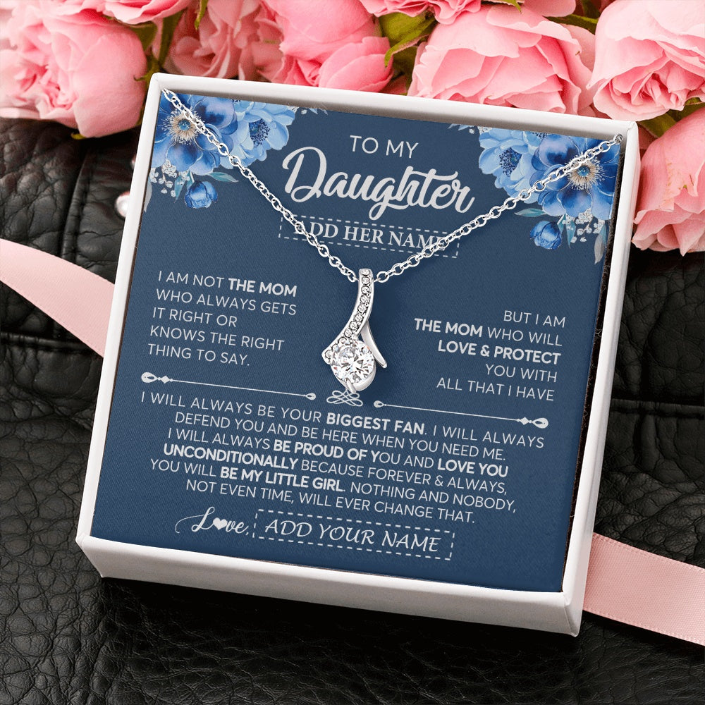 Alluring Beauty Necklace 14K White Gold Finish | 2 | Personalized To My Daughter Necklace From Mom Mother Proud Of You Birthday Gifts For Daughter Jewelry Gifts Christmas Custom Gift Box Message Card | https://teecentury.