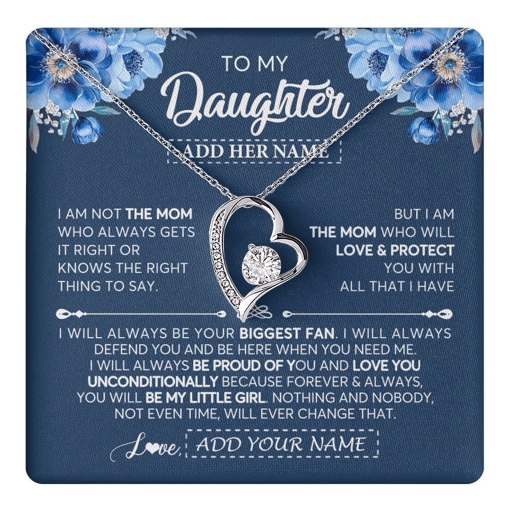 Forever Love Necklace 14K White Gold Finish | 1 | Personalized To My Daughter Necklace From Mom Mother Proud Of You Birthday Gifts For Daughter Jewelry Gifts Christmas Custom Gift Box Message Card | https://teecentury.