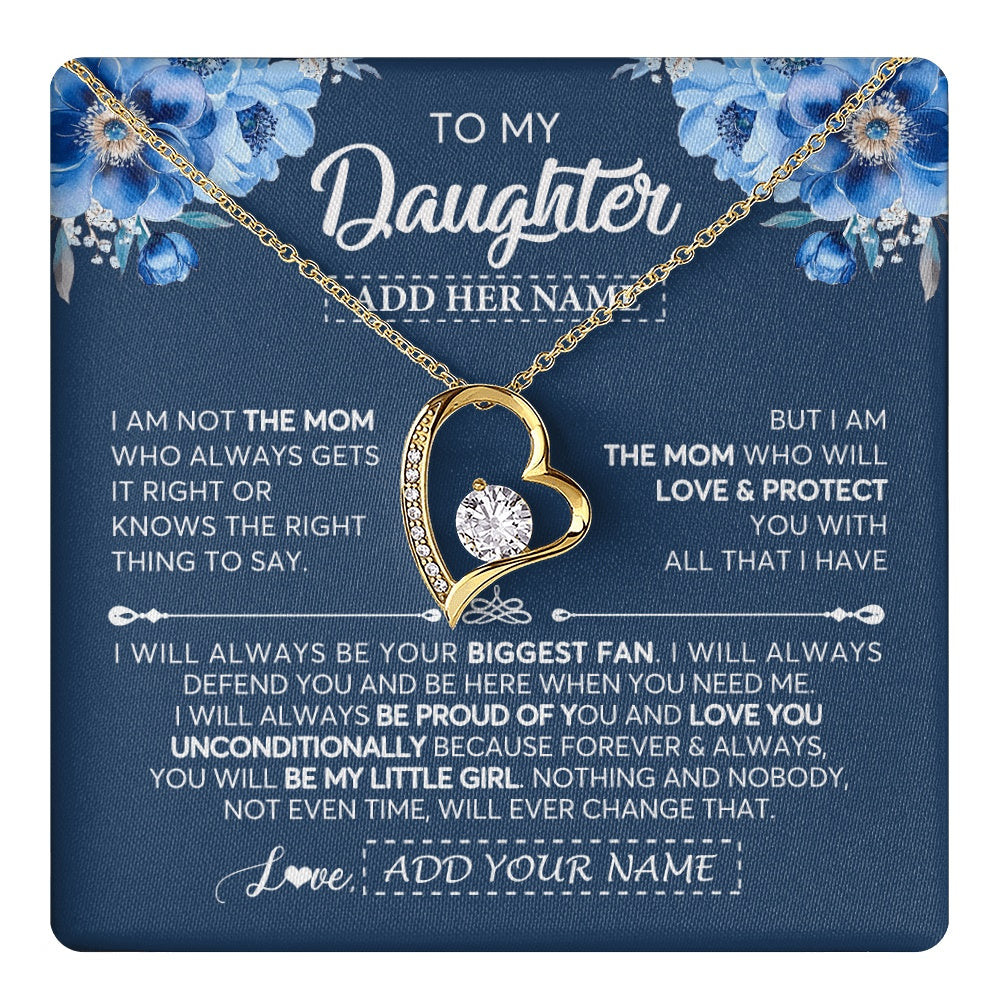 Forever Love Necklace 18K Yellow Gold Finish | 1 | Personalized To My Daughter Necklace From Mom Mother Proud Of You Birthday Gifts For Daughter Jewelry Gifts Christmas Custom Gift Box Message Card | https://teecentury.