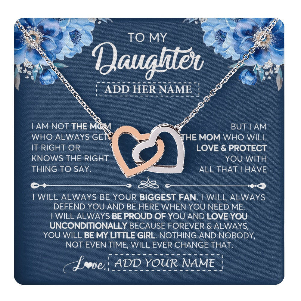 Interlocking Hearts Necklace Stainless Steel & Rose Gold Finish | 1 | Personalized To My Daughter Necklace From Mom Mother Proud Of You Birthday Gifts For Daughter Jewelry Gifts Christmas Custom Gift Box Message Card | https://teecentury.