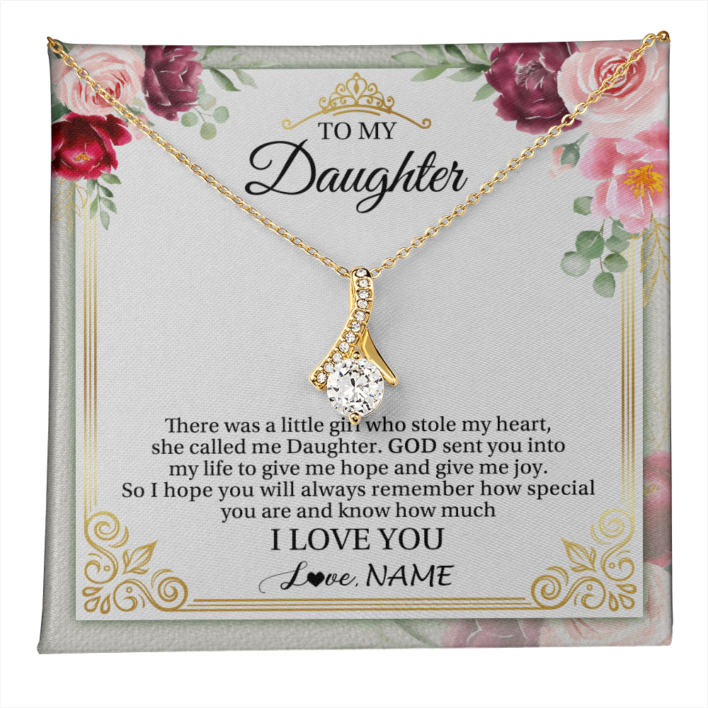 Alluring Beauty Necklace 18K Yellow Gold Finish | 1 | Personalized To My Daughter Necklace From Mom Mother There Was A Little Girl Daughter Birthday Jewelry Graduation Christmas Customized Gift Box Message Card | teecentury