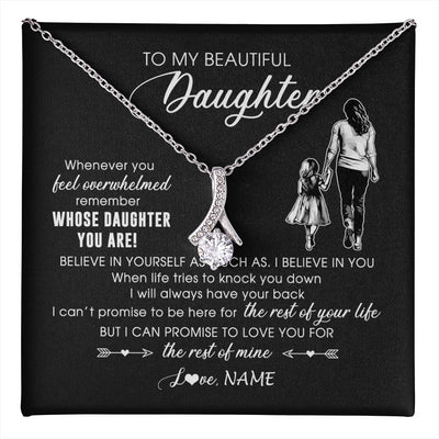 Alluring Beauty Necklace 14K White Gold Finish | 1 | Personalized To My Daughter Necklace From Mom Mother Whenever You Feel Overwhelmed Daughter Jewelry Birthday Graduation Christmas Customized Message Card | teecentury