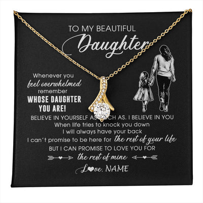 Alluring Beauty Necklace 18K Yellow Gold Finish | 1 | Personalized To My Daughter Necklace From Mom Mother Whenever You Feel Overwhelmed Daughter Jewelry Birthday Graduation Christmas Customized Message Card | teecentury