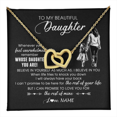 Interlocking Hearts Necklace 18K Yellow Gold Finish | 1 | Personalized To My Daughter Necklace From Mom Mother Whenever You Feel Overwhelmed Daughter Jewelry Birthday Graduation Christmas Customized Message Card | teecentury