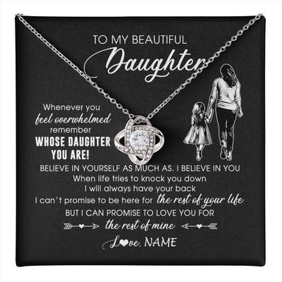 Love Knot Necklace 14K White Gold Finish | 1 | Personalized To My Daughter Necklace From Mom Mother Whenever You Feel Overwhelmed Daughter Jewelry Birthday Graduation Christmas Customized Message Card | teecentury