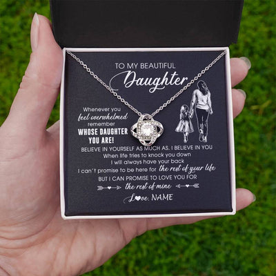 Love Knot Necklace 14K White Gold Finish | 2 | Personalized To My Daughter Necklace From Mom Mother Whenever You Feel Overwhelmed Daughter Jewelry Birthday Graduation Christmas Customized Message Card | teecentury