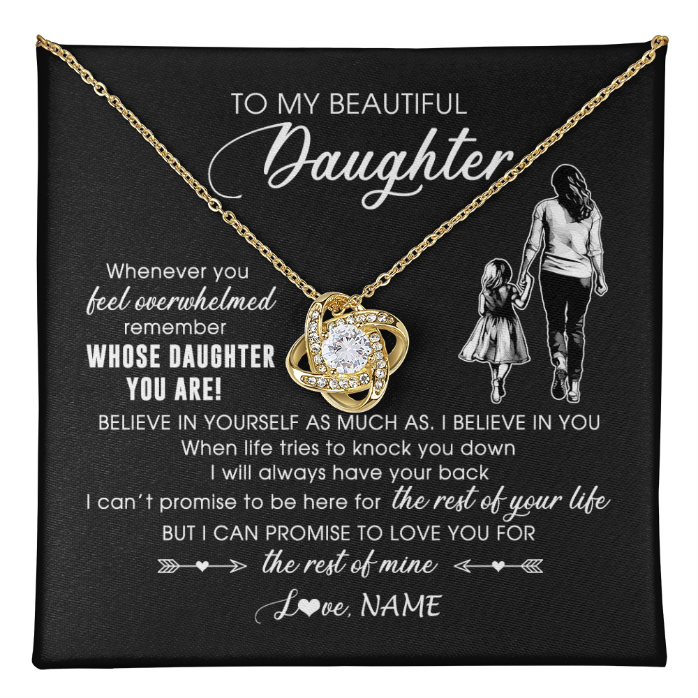 Love Knot Necklace 18K Yellow Gold Finish | 1 | Personalized To My Daughter Necklace From Mom Mother Whenever You Feel Overwhelmed Daughter Jewelry Birthday Graduation Christmas Customized Message Card | teecentury