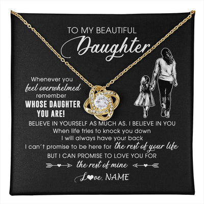 Love Knot Necklace 18K Yellow Gold Finish | 1 | Personalized To My Daughter Necklace From Mom Mother Whenever You Feel Overwhelmed Daughter Jewelry Birthday Graduation Christmas Customized Message Card | teecentury