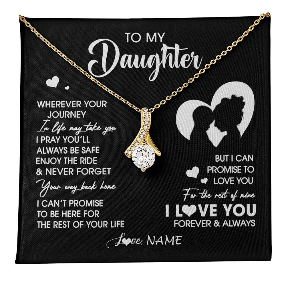 Alluring Beauty Necklace 18K Yellow Gold Finish | 1 | Personalized To My Daughter Necklace From Mom Mother Wherever Your Journey Daughter Birthday Gifts Graduation Christmas Customized Gift Box Message Card | teecentury