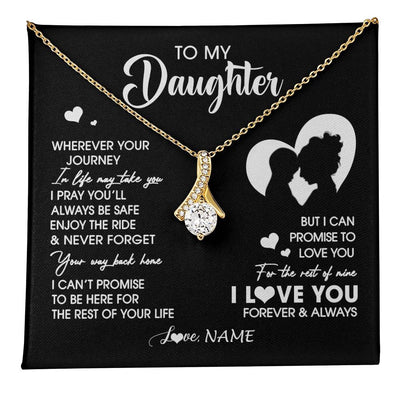 Alluring Beauty Necklace 18K Yellow Gold Finish | 1 | Personalized To My Daughter Necklace From Mom Mother Wherever Your Journey Daughter Birthday Gifts Graduation Christmas Customized Gift Box Message Card | teecentury