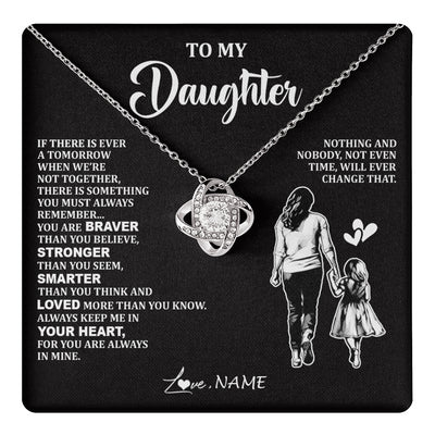 Love Knot Necklace 14K White Gold Finish | 1 | Personalized To My Daughter Necklace From Mom Mother You Are Always In Mine Beautiful Daughter Birthday Jewelry Graduation Christmas With Gift Box Message Card | teecentury
