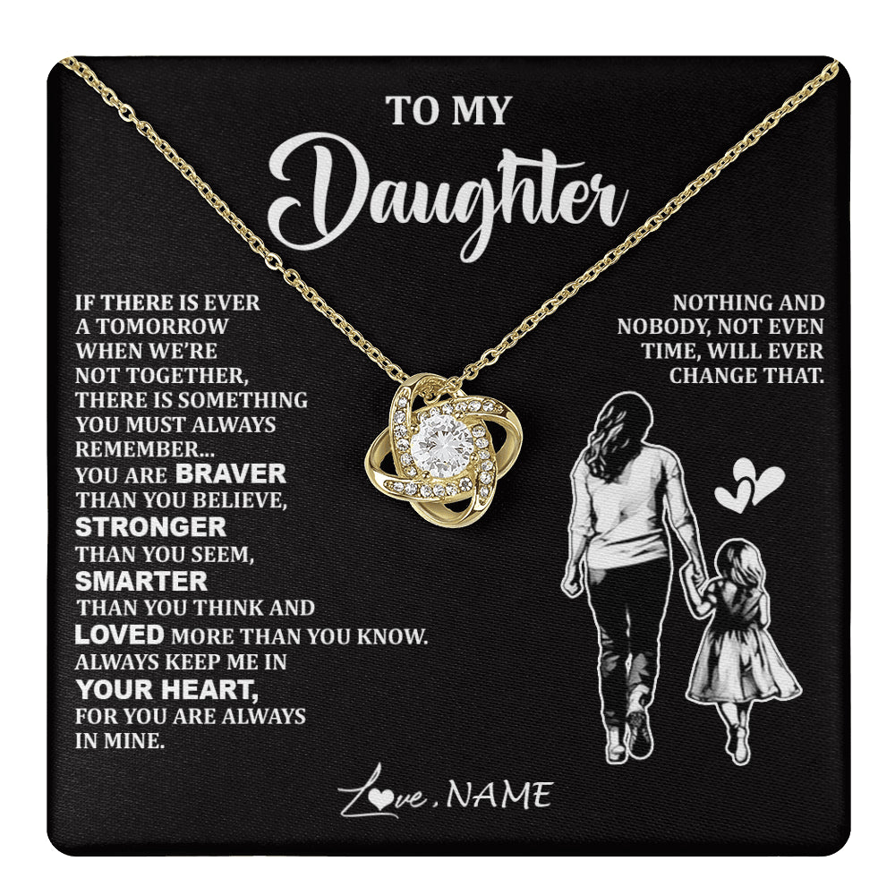 Love Knot Necklace 18K Yellow Gold Finish | 1 | Personalized To My Daughter Necklace From Mom Mother You Are Always In Mine Beautiful Daughter Birthday Jewelry Graduation Christmas With Gift Box Message Card | teecentury
