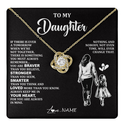 Love Knot Necklace 18K Yellow Gold Finish | 1 | Personalized To My Daughter Necklace From Mom Mother You Are Always In Mine Beautiful Daughter Birthday Jewelry Graduation Christmas With Gift Box Message Card | teecentury