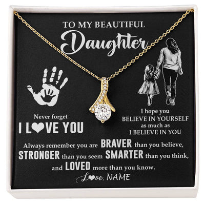 Alluring Beauty Necklace 18K Yellow Gold Finish | 1 | Personalized To My Daughter Necklace From Mom Never Forget I Love You Daughter Birthday Gifts Christmas New Year Graduation Customized Gift Box Message Card | teecentury