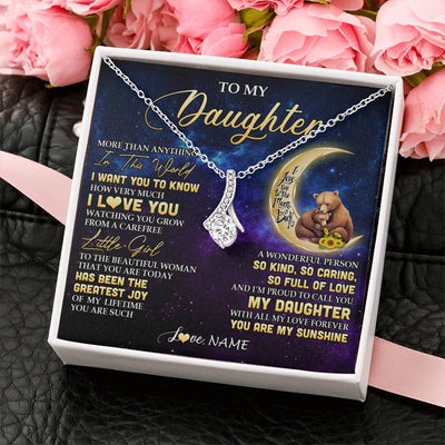 Alluring Beauty Necklace 14K White Gold Finish | 2 | Personalized To My Daughter Necklace From Mom Positive Energy Encourage Brave Little Bear Daughter Birthday Gifts Christmas Customized Gift Box Message Card | teecentury