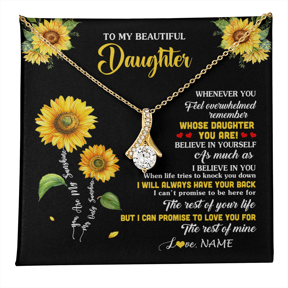 Alluring Beauty Necklace 18K Yellow Gold Finish | 1 | Personalized To My Daughter Necklace From Mom Whenever You Feel Sunflower Daughter Birthday Jewelry Graduation Christmas Customized Gift Box Message Card | teecentury