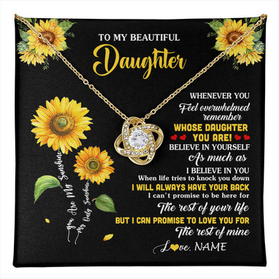 Love Knot Necklace 18K Yellow Gold Finish | 1 | Personalized To My Daughter Necklace From Mom Whenever You Feel Sunflower Daughter Birthday Jewelry Graduation Christmas Customized Gift Box Message Card | teecentury