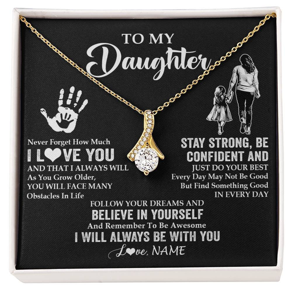 Alluring Beauty Necklace 18K Yellow Gold Finish | 1 | Personalized To My Daughter Necklace I Love You Forever From Mom Daughter Birth Ifts Christmas Thanksgiving Graduation Customized Gift Box Message Card | teecentury