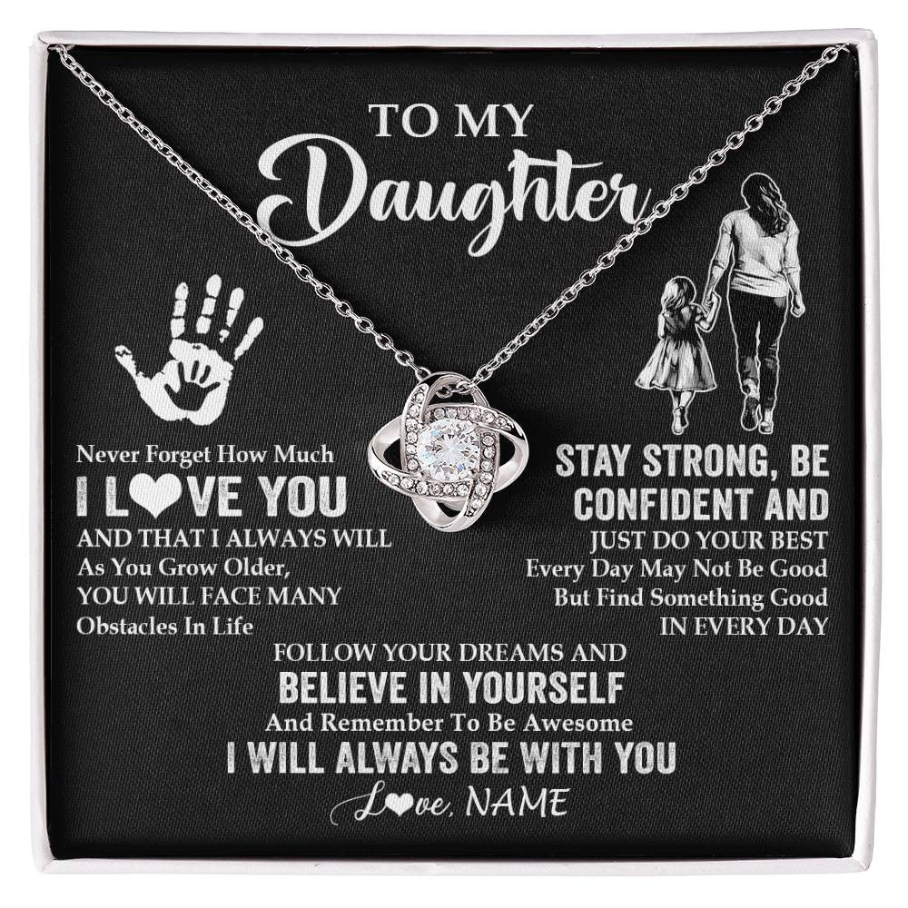 Love Knot Necklace 14K White Gold Finish | 1 | Personalized To My Daughter Necklace I Love You Forever From Mom Daughter Birth Ifts Christmas Thanksgiving Graduation Customized Gift Box Message Card | teecentury