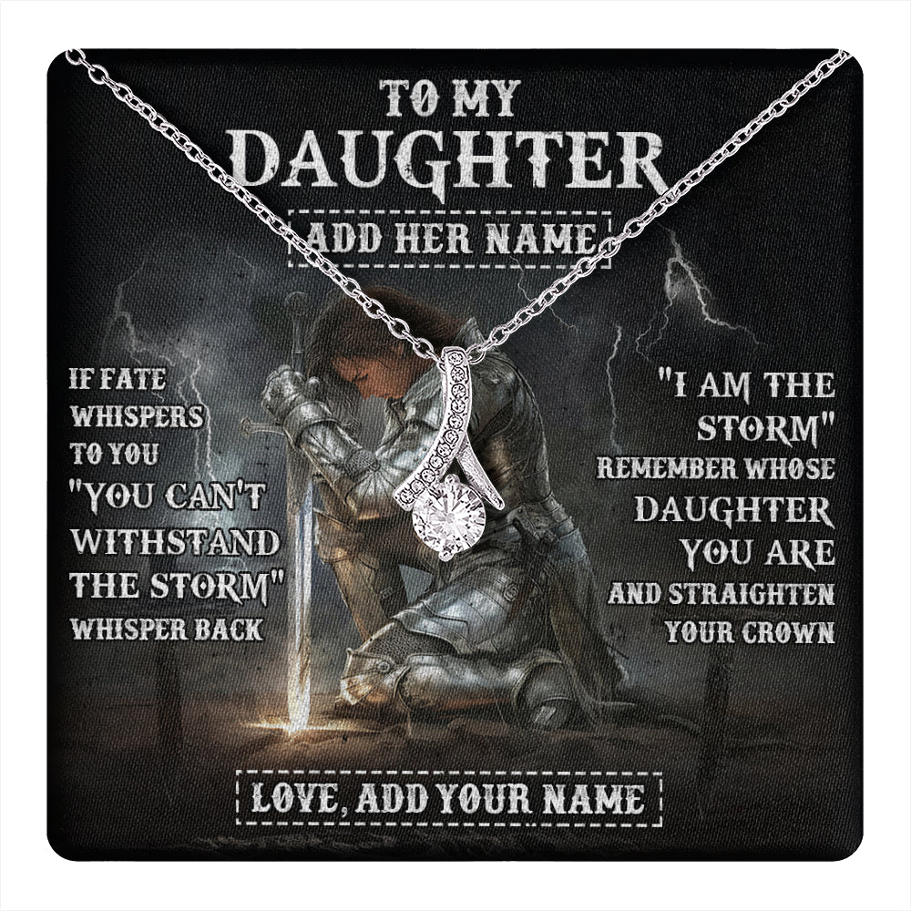 Alluring Beauty Necklace 14K White Gold Finish | 1 | Personalized To My Daughter Necklace Women Warrior Knights Templar I Am The Storm Best Daughter Birthday Gifts Graduation Christmas Gift Box Message Card | teecentury