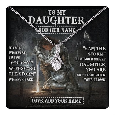 Alluring Beauty Necklace 14K White Gold Finish | 1 | Personalized To My Daughter Necklace Women Warrior Knights Templar I Am The Storm Best Daughter Birthday Gifts Graduation Christmas Gift Box Message Card | teecentury