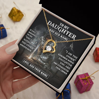 Forever Love Necklace 18K Yellow Gold Finish | 2 | Personalized To My Daughter Necklace Women Warrior Knights Templar I Am The Storm Best Daughter Birthday Gifts Graduation Christmas Gift Box Message Card | teecentury