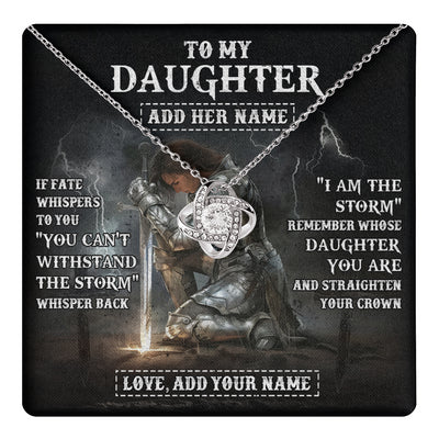 Love Knot Necklace 14K White Gold Finish | 1 | Personalized To My Daughter Necklace Women Warrior Knights Templar I Am The Storm Best Daughter Birthday Gifts Graduation Christmas Gift Box Message Card | teecentury
