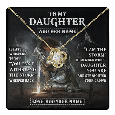 Love Knot Necklace 18K Yellow Gold Finish | 1 | Personalized To My Daughter Necklace Women Warrior Knights Templar I Am The Storm Best Daughter Birthday Gifts Graduation Christmas Gift Box Message Card | teecentury