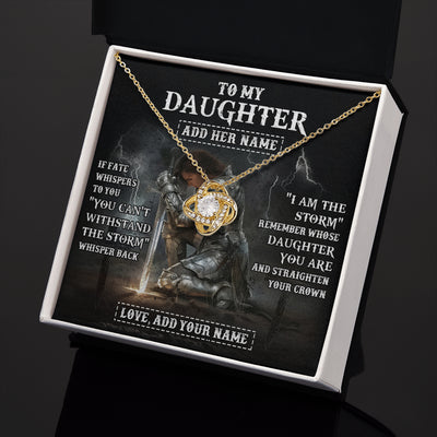 Love Knot Necklace 18K Yellow Gold Finish | 2 | Personalized To My Daughter Necklace Women Warrior Knights Templar I Am The Storm Best Daughter Birthday Gifts Graduation Christmas Gift Box Message Card | teecentury
