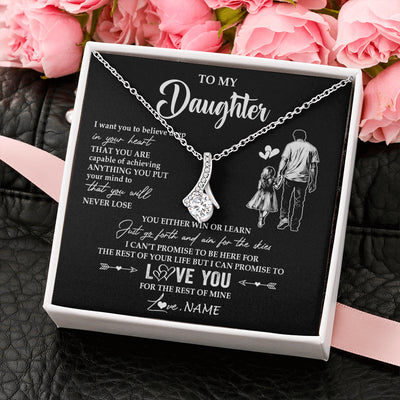 Alluring Beauty Necklace 14K White Gold Finish | 2 | Personalized To My Daughter Necklace You Will Never Lose From Dad Father Daughter Birthday Gifts Graduation Christmas Customized Gift Box Message Card | teecentury