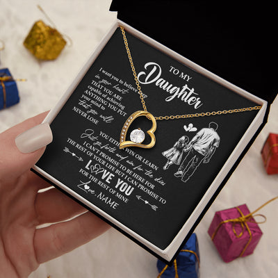 Forever Love Necklace 18K Yellow Gold Finish | 2 | Personalized To My Daughter Necklace You Will Never Lose From Dad Father Daughter Birthday Gifts Graduation Christmas Customized Gift Box Message Card | teecentury