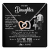 Interlocking Hearts Necklace Stainless Steel & Rose Gold Finish | 1 | Personalized To My Daughter Necklace You Will Never Lose From Dad Father Daughter Birthday Gifts Graduation Christmas Customized Gift Box Message Card | teecentury