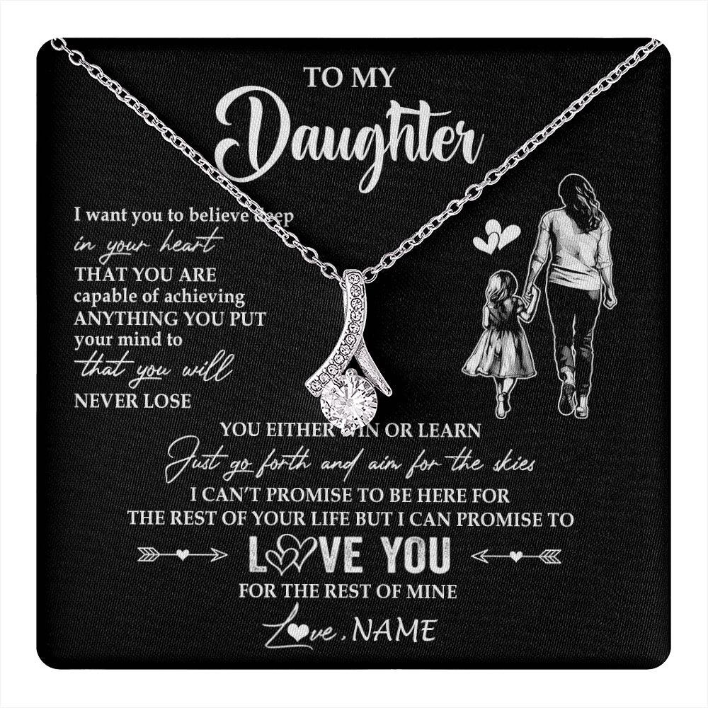 Alluring Beauty Necklace 14K White Gold Finish | 1 | Personalized To My Daughter Necklace You Will Never Lose From Mom Mother Daughter Birthday Gifts Graduation Christmas Customized Gift Box Message Card | teecentury