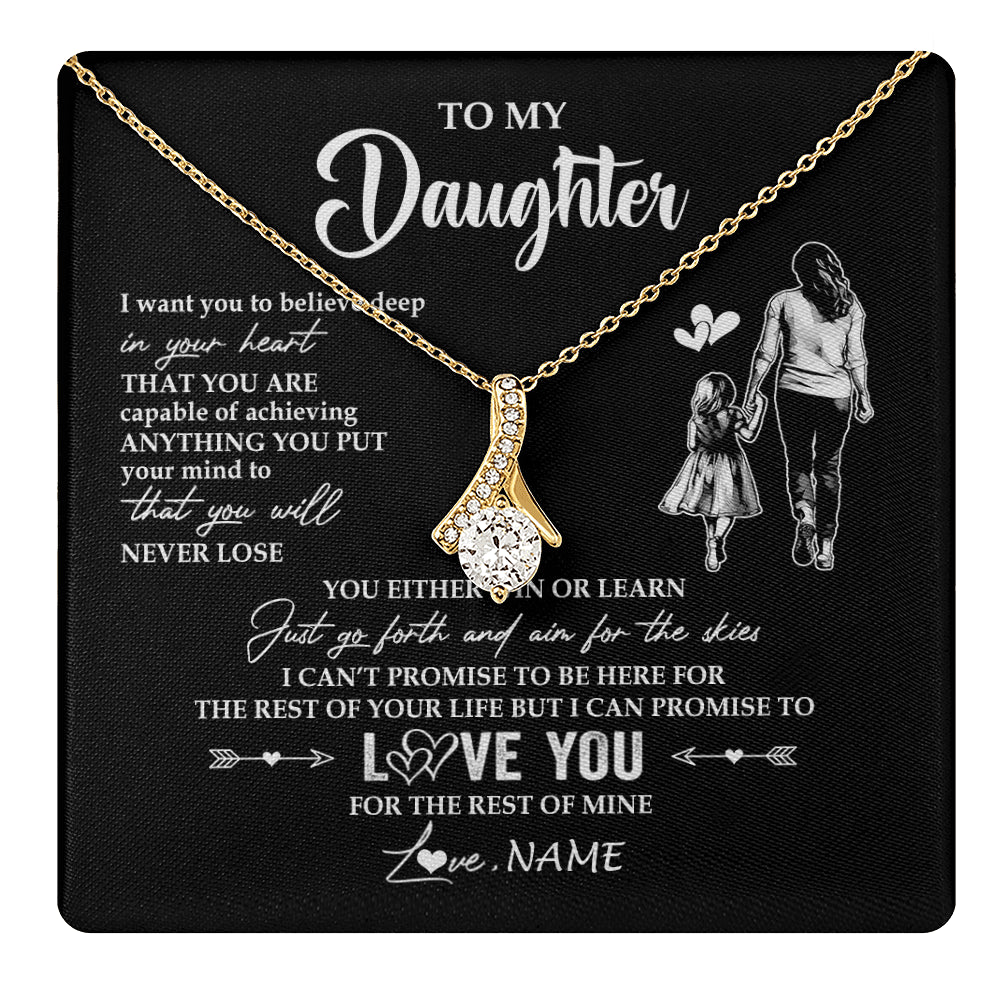 Alluring Beauty Necklace 18K Yellow Gold Finish | 1 | Personalized To My Daughter Necklace You Will Never Lose From Mom Mother Daughter Birthday Gifts Graduation Christmas Customized Gift Box Message Card | teecentury