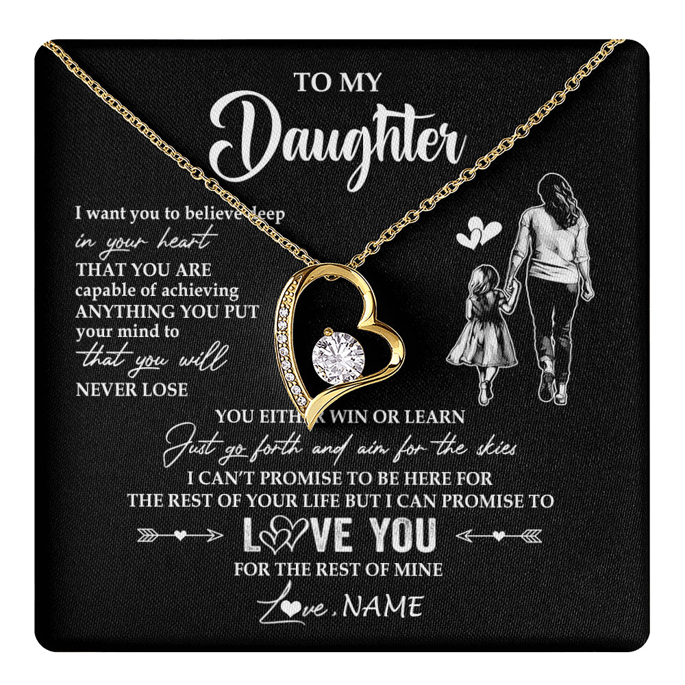 Forever Love Necklace 18K Yellow Gold Finish | 1 | Personalized To My Daughter Necklace You Will Never Lose From Mom Mother Daughter Birthday Gifts Graduation Christmas Customized Gift Box Message Card | teecentury