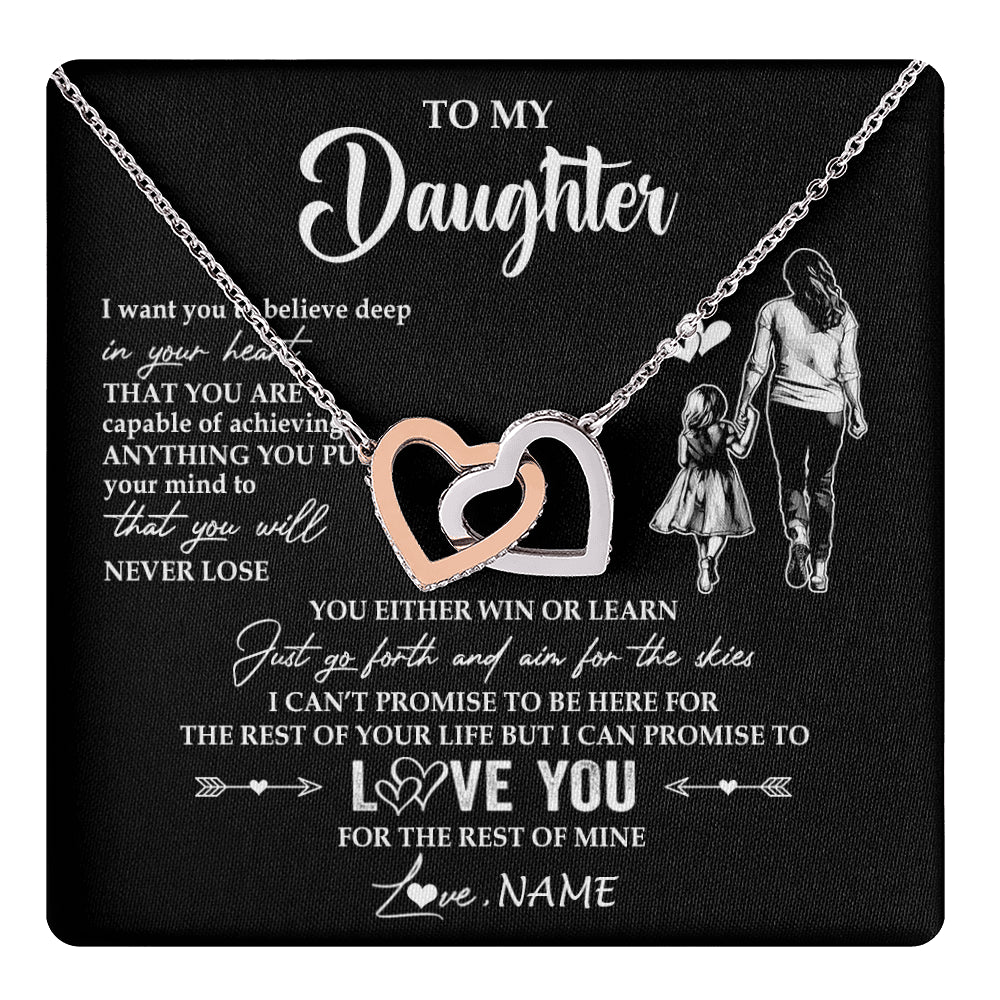 Interlocking Hearts Necklace Stainless Steel & Rose Gold Finish | 1 | Personalized To My Daughter Necklace You Will Never Lose From Mom Mother Daughter Birthday Gifts Graduation Christmas Customized Gift Box Message Card | teecentury