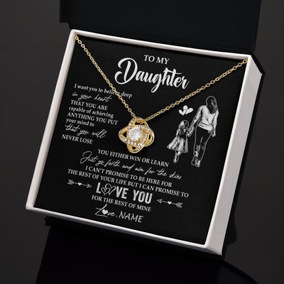 Love Knot Necklace 18K Yellow Gold Finish | 2 | Personalized To My Daughter Necklace You Will Never Lose From Mom Mother Daughter Birthday Gifts Graduation Christmas Customized Gift Box Message Card | teecentury