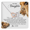Interlocking Hearts Necklace Stainless Steel & Rose Gold Finish | 1 | Personalized To My Daughter Necklace from Dad Father Never Forget I Love You Lion Jewelry Daughter Birthday Graduation Christmas Customized Message Card | teecentury