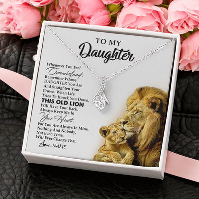 Alluring Beauty Necklace 14K White Gold Finish | 2 | Personalized To My Daughter Necklace from Dad Father Whenever You Fell Overwhelmed Lion Daughter Birthday Graduation Christmas Customized Gift Box Message Card | teecentury