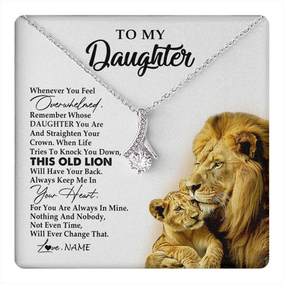 Alluring Beauty Necklace 14K White Gold Finish | 1 | Personalized To My Daughter Necklace from Dad Father Whenever You Fell Overwhelmed Lion Daughter Birthday Graduation Christmas Customized Gift Box Message Card | teecentury