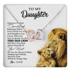 Interlocking Hearts Necklace Stainless Steel & Rose Gold Finish | 1 | Personalized To My Daughter Necklace from Dad Father Whenever You Fell Overwhelmed Lion Daughter Birthday Graduation Christmas Customized Gift Box Message Card | teecentury