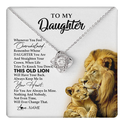 Love Knot Necklace 14K White Gold Finish | 1 | Personalized To My Daughter Necklace from Dad Father Whenever You Fell Overwhelmed Lion Daughter Birthday Graduation Christmas Customized Gift Box Message Card | teecentury