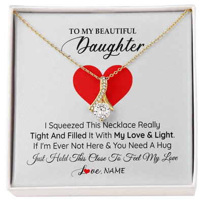 Alluring Beauty Necklace 18K Yellow Gold Finish | 1 | Personalized To My Daughter Necklace from Mom Dad I Squeezed This Necklace Daughter Birthday Graduation Christmas Customized Gift Box Message Card | teecentury