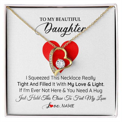Forever Love Necklace 18K Yellow Gold Finish | 1 | Personalized To My Daughter Necklace from Mom Dad I Squeezed This Necklace Daughter Birthday Graduation Christmas Customized Gift Box Message Card | teecentury