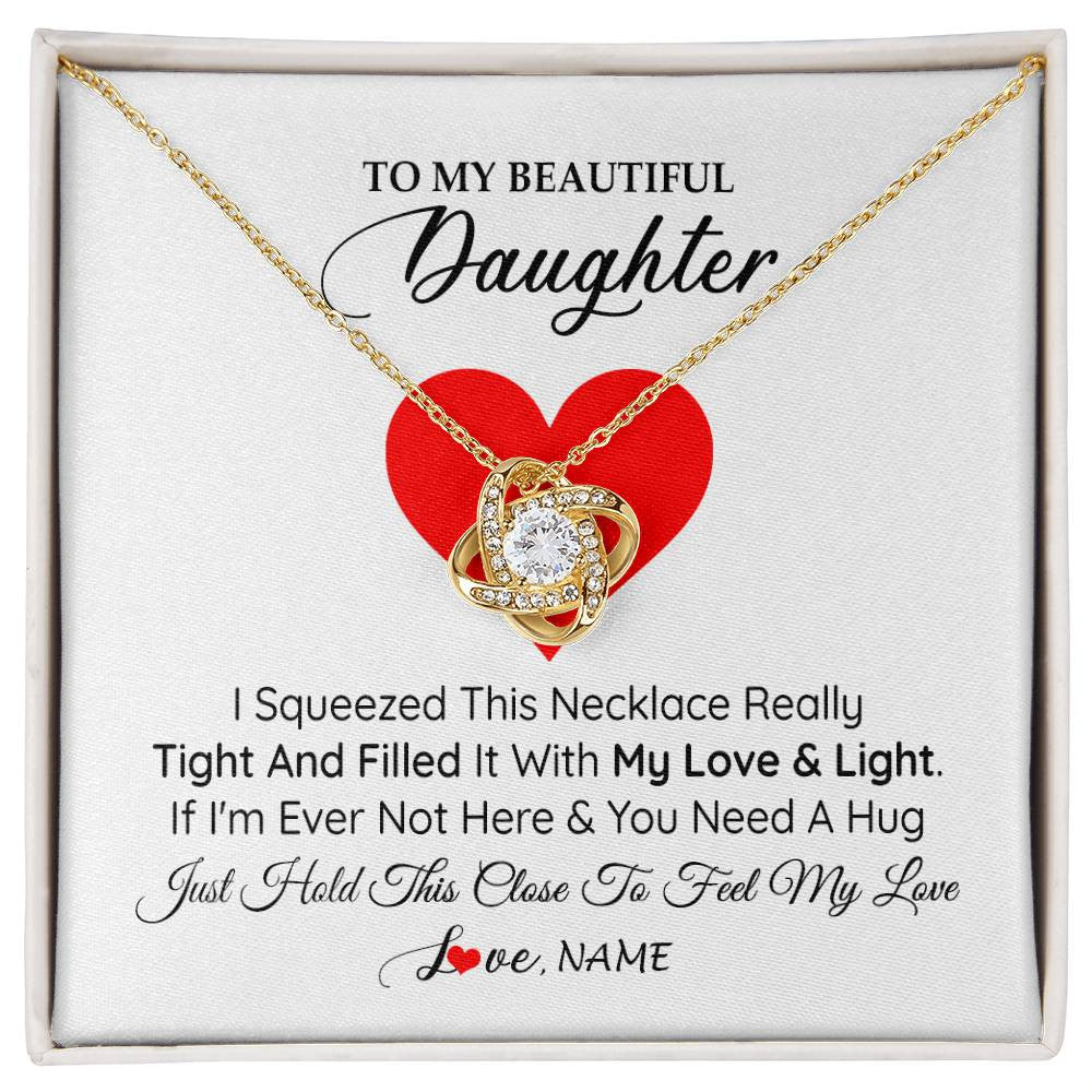 Love Knot Necklace 18K Yellow Gold Finish | 1 | Personalized To My Daughter Necklace from Mom Dad I Squeezed This Necklace Daughter Birthday Graduation Christmas Customized Gift Box Message Card | teecentury