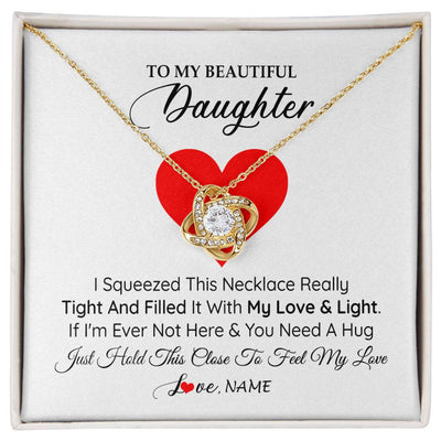 Love Knot Necklace 18K Yellow Gold Finish | 1 | Personalized To My Daughter Necklace from Mom Dad I Squeezed This Necklace Daughter Birthday Graduation Christmas Customized Gift Box Message Card | teecentury