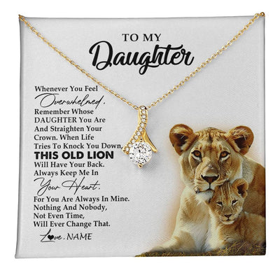 Alluring Beauty Necklace 18K Yellow Gold Finish | 1 | Personalized To My Daughter Necklace from Mom Mother Whenever You Fell Overwhelmed Lion Daughter Birthday Graduation Christmas Customized Gift Box Message Card | teecentury