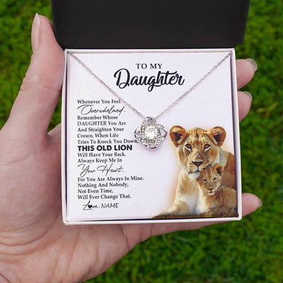 Love Knot Necklace 14K White Gold Finish | 2 | Personalized To My Daughter Necklace from Mom Mother Whenever You Fell Overwhelmed Lion Daughter Birthday Graduation Christmas Customized Gift Box Message Card | teecentury