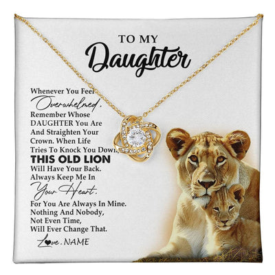 Love Knot Necklace 18K Yellow Gold Finish | 1 | Personalized To My Daughter Necklace from Mom Mother Whenever You Fell Overwhelmed Lion Daughter Birthday Graduation Christmas Customized Gift Box Message Card | teecentury
