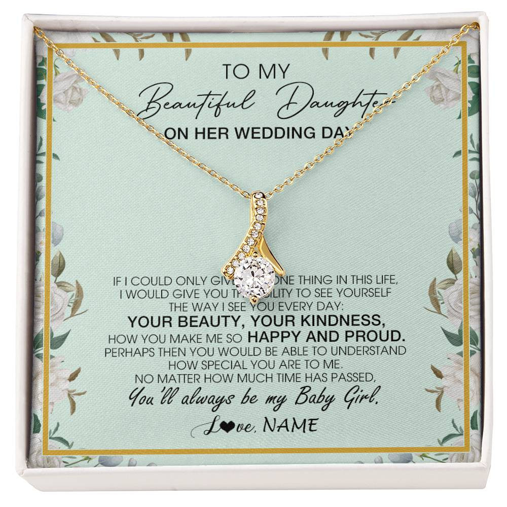 Alluring Beauty Necklace 18K Yellow Gold Finish | 1 | Personalized To My Daughter On Her Wedding Day Wedding Day Necklace From Mom Mother To Daughter Bride For Wedding Day Customized Gift Box Message Card | teecentury